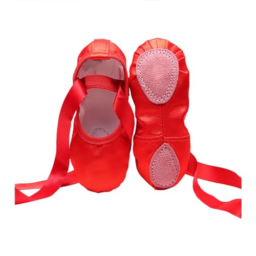 YANFJHV Frauen Mädchen Mode Indoor Pointe Weiche Sohle Tanz Schuhe Gymnastik Ballett Tanz Yoga Schuhe Band Indoor Sport Damenschuhe 41,5 (Red, 23) von YANFJHV