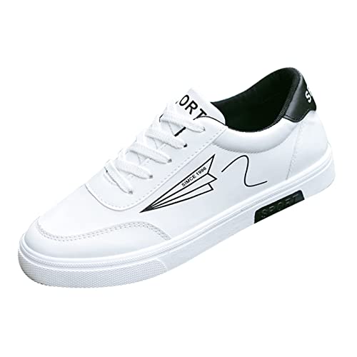 YANFJHV Freizeitschuhe Herren Flach, Extra Weit Sportschuhe Leicht Laufschuhe Schnürsenkel Sneaker Pu-Leder Trainingsschuhe Turnschuhe Für Fitnessstudio&Alltag rutschfest Strandschuhe Gr.39-44 von YANFJHV