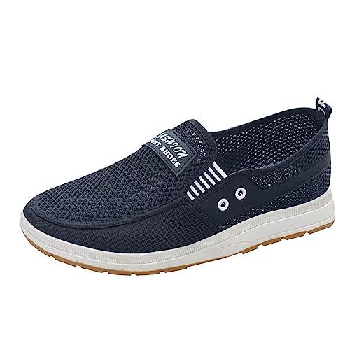 YANFJHV Freizeitschuhe Herren Schwarz, Slip-On Bootsschuhe Mesh Laufschuhe Atmungsaktiv Bootsportschuhe Leicht Halbschuhe Für Breite Füße Flache Businessschuhe Low Top Sportschuhe Sommerschuhe von YANFJHV