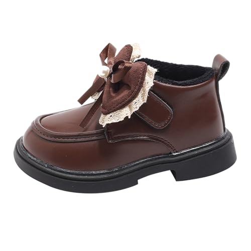 YANFJHV Girls Spring Autumn Winter Plus Velvet Warm Short Boots Soft Bottom Non Slip Children's Cotton Shoes Boots E Girl Schuhe (Brown, 30.5 Little Child) von YANFJHV