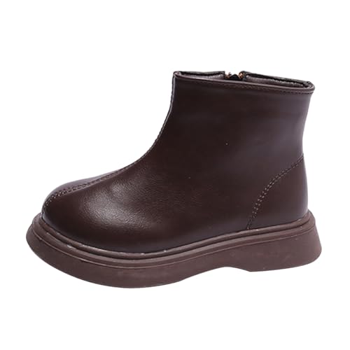 YANFJHV Girls Spring Autumn Winter Plus Velvet Warm Versatile Side Zipper Short Boots Soft Bottom Non Slip Cotton Shoes Boots Winter Kinderstiefel (Brown, 28.5 Little Child) von YANFJHV