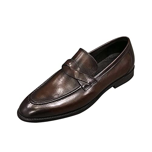 YANFJHV Herrenschuhe Classic Business Lederschuhe Fashion Casual Solid Color Set Pointe Lederschuhe Schuhe Für Fersensporn Herren (Brown, 41) von YANFJHV