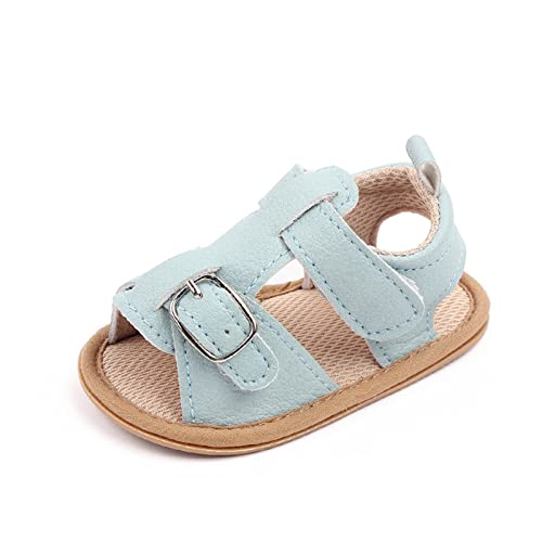 YANFJHV Infant Summer Soft Solid Baby Anti Slip Bow Mädchen Schuhe Krippe Babyschuhe Toddle Babyschuhe Damenschuhe Sommerschuhe (Blue, 22 Toddler) von YANFJHV