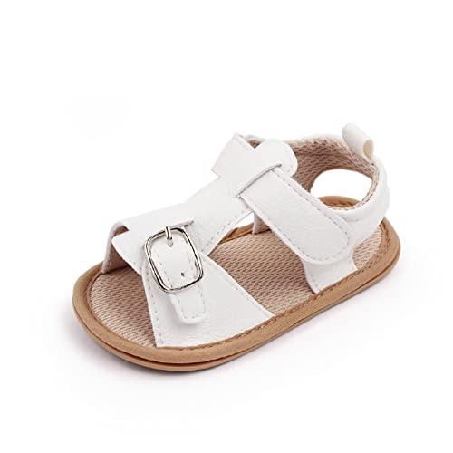 YANFJHV Infant Summer Soft Solid Baby Anti Slip Bow Mädchen Schuhe Krippe Babyschuhe Toddle Babyschuhe Damenschuhe Sommerschuhe (White, 19 Infant) von YANFJHV