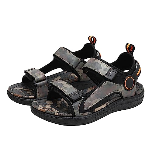 YANFJHV Jungen-Sandalen für Kinder, Sommer-Sandalen für Kleinkinder, kleine Jungen, geschlossene Zehen, sportliche Wander- und Outdoor-Sport-Sandalen Schwarz Blau von YANFJHV