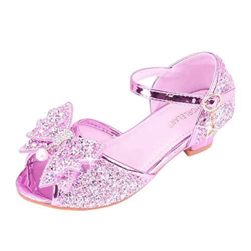 YANFJHV Kinderschuhe mit glänzenden Sandalen Prinzessin Schuhe Bogen High Heels zeigen Prinzessin Schuhe Kinderschuhe Mädchen 24 (Purple, 28.5 Little Child) von YANFJHV