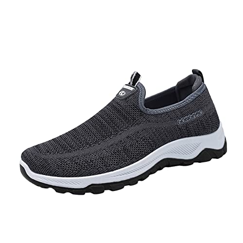 YANFJHV Laufschuhe Herren Training Leicht Tennisschuhe Sportschuhe Aus Netzstoff Atmungsaktiv Schlupfschuhe Einfarbig Halbschuhe rutschfest Walkingschuhe Orthopädische Barfussschuhe Gr.39-44 von YANFJHV