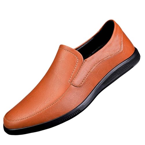 YANFJHV Loafer Herren Schwarz Slip-On Lederschuhe Pu-Leder Bootsschuhe Flexibel Schlupfschuhe Atmungsaktiv Businessschuhe Extra Weit Anzugschuhe Leichtgewichts Freizeitschuhe Flach Abendschuhe von YANFJHV