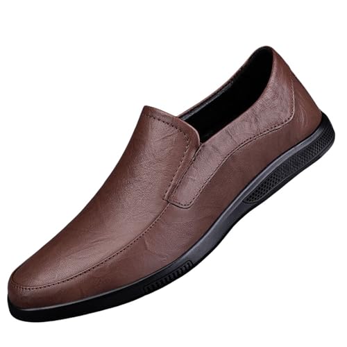 YANFJHV Loafer Herren Schwarz Slip-On Lederschuhe Pu-Leder Bootsschuhe Flexibel Schlupfschuhe Atmungsaktiv Businessschuhe Extra Weit Anzugschuhe Leichtgewichts Freizeitschuhe Flach Abendschuhe von YANFJHV