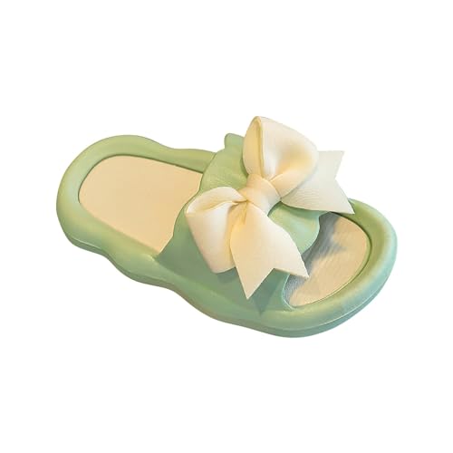 YANFJHV Mädchen Prinzessin Bowknot rutschfeste weiche Unterseite Oberbekleidung Sandalen Hausschuhe Kinder Hausschuhe 22 Mädchen (Green, 32 Big Kids) von YANFJHV
