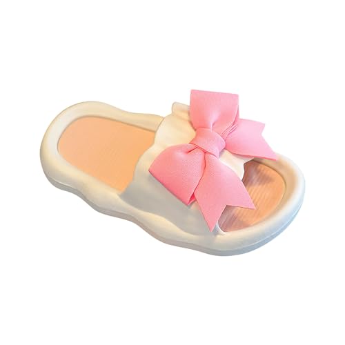 YANFJHV Mädchen Prinzessin Bowknot rutschfeste weiche Unterseite Oberbekleidung Sandalen Hausschuhe Kinder Hausschuhe 22 Mädchen (White, 30.5 Little Child) von YANFJHV
