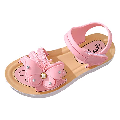 YANFJHV Sandalen Kinder 30 Mädchen - Freizeitsandalen Sommersandalen Open Toe Atmungsaktive Sandaletten Prinzessin Schuhe Outdoor Strandsandalen Wandersandalen Rutschfeste Flache Sandalen von YANFJHV