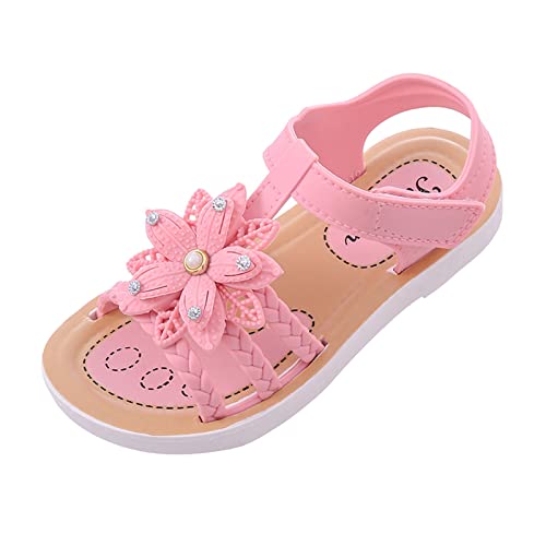 YANFJHV Sandalen Mädchen 26 - Sandaletten Freizeitsandalen Weichen Sohle Rutschfest Strandsandalen Flache Sandalen Blume Sommer Outdoorsandalen Kinder Schuhe Sommerschuhe Prinzessin Schuhe von YANFJHV