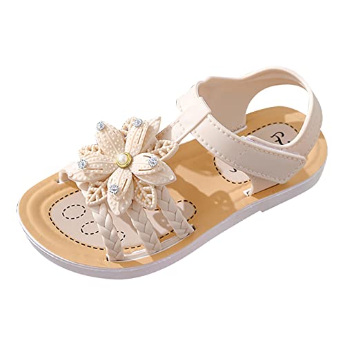 YANFJHV Sandalen Weiche Flache Schuhe Bequeme Schleife Weicher Wasserdichte Leichte Baby Prinzessin Sandalen Glitzer (White, 29.5 Little Child) von YANFJHV