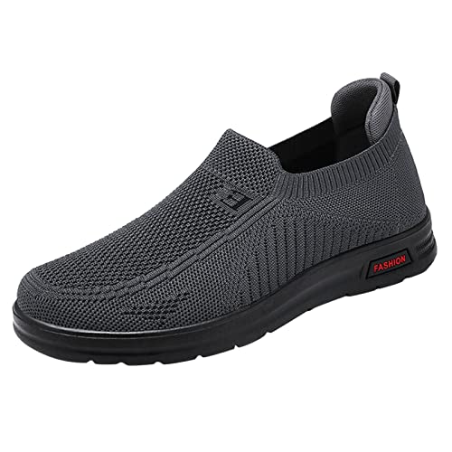 YANFJHV Sportschuhe Herren Schwarz, Atmungsaktiv Laufschuhe Leicht Turnschuhe Slip-On Fitnessschuhe rutschfest Walkingschuhe Casual Strandschuhe Einfarbig Joggingschuhe Extra Weit Herrenschuh von YANFJHV