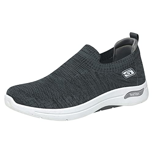 YANFJHV Sportschuhe Herren Slip On, Laufschuhe Aus Netzstoff Leicht Turnschuhe Atmungsaktiv Sneaker Extra Weit Walkingschuhe Non-Slip Halbschuhe Orthopädische Sommerschuhe Einfarbig Freizeitschuhe von YANFJHV