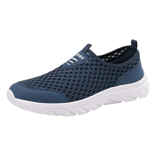 YANFJHV Sportschuhe Herren Training, Slip-On Turnschuhe Mesh Sneaker Hollow Out Wanderschuhe Atmungsaktiv Walkingschuhe Low Top Laufschuhe Sportlich Freizeitschuhe Leicht Weichen Sohle Fitnessschuhe von YANFJHV