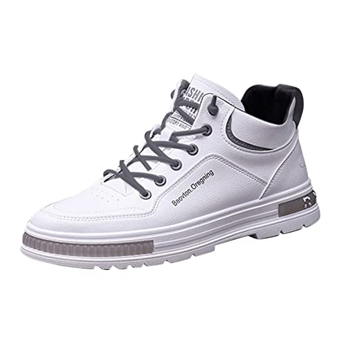 YANFJHV Sportschuhe High Top Herren Pu-Leder Turnschuhe Wasserdicht Wanderschuhe Extra Weit Schnürschuh Laufschuhe rutschfest Walkingschuhe Weichen Sohle Freizeitschuhe Flach Herrenschuh Gr.40-44 von YANFJHV