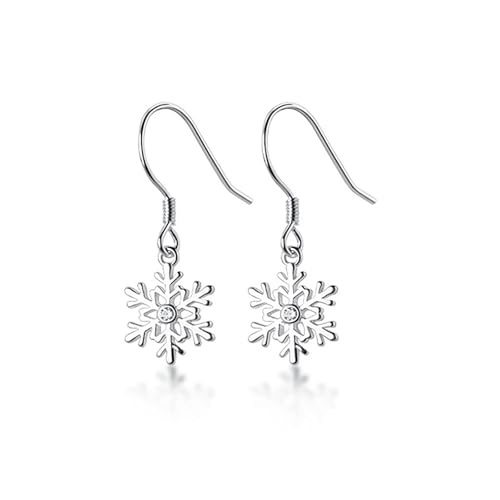 YANFJHV Sterling Silver Snowflake Earrings Drop For Women Teens Small Snowflake Dangle Earrings Ohrringe 585 Herren (Silver, One Size) von YANFJHV