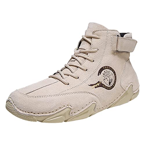 YANFJHV Stiefeletten Herren Schwarz High Top Sportschuhe Wildleder Wanderschuhe Walkingschuhe Für Frühling Und Herbst Verstellbare Traillaufschuhe Schnürsenkel Barfußschuhe Für Breite Füße von YANFJHV