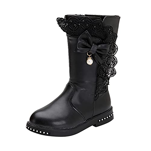 YANFJHV Thermo Reitstiefel Kinder Winterstiefel Thermostiefel MäDchen Prinzessin Schuhe Kinderstiefel Winter Warme Gefüttert Schneestiefel Stiefeletten Plus Samt Rutschfest Snow Boots von YANFJHV