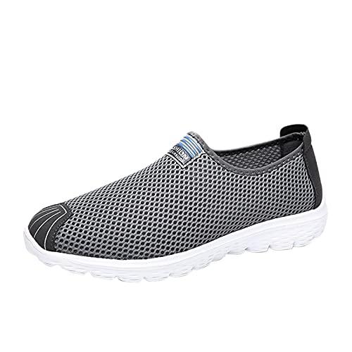 YANFJHV Turnschuhe Herren Sommer Mesh Sportschuhe Atmungsaktiv Laufschuhe Slip-On Joggingschuhe Flexibel Walkingschuhe Orthopädische Schuhe Einfarbig Freizeitschuhe Bequeme Strandschuhe Gr.40-45 von YANFJHV
