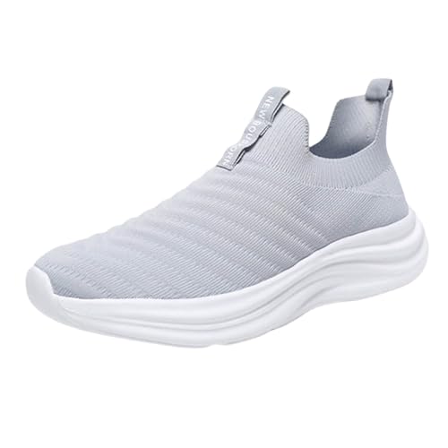 YANFJHV Turnschuhe Herren Weiß, Weichen Sohle Sportschuhe Mesh Leicht Laufschuhe Slip-On Freizeitschuhe Plateau Walkingschuhe rutschfest Wanderschuhe Schlüpfen Wanderschuhe Atmungsaktiv Sneaker von YANFJHV