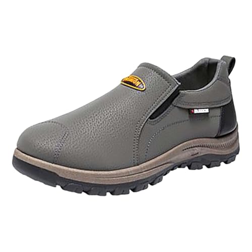 YANFJHV Wanderschuhe Herren Wasserdicht Slip-On Trekkingschuhe rutschfest Arbeitsschuhe Extra Weit Kletterschuhe Wildleder Bergschuhe Ohne Schnürsenkel Sportschuhe Verschleißfest Traillaufschuhe von YANFJHV