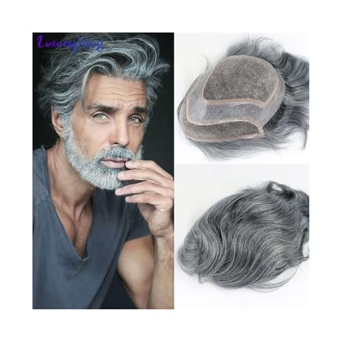#1B60 Echthaar-Ersatzsystem Atmungsaktives feines Mono mit transparentem PU-Spitzenfront-Haarteil Herren-Toupet von YANG11FAN