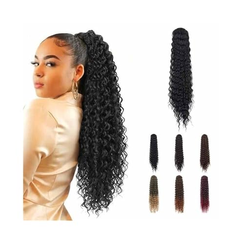 22 Zoll Pferdeschwanz-Verlängerung mit Kordelzug for schwarze Frauen, tief gelockter synthetischer Pferdeschwanz, falsches Haarteil for den täglichen Gebrauch(2) von YANG11FAN