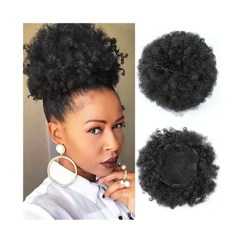 Haarknoten Kinky Curly Bun Haarverlängerungen Haarteile Synthetischer Afro Puff Kordelzug Pferdeschwanz for schwarze Frauen Dutt Maker(1B) von YANG11FAN