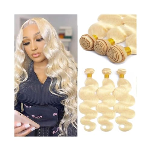 Human Hair Bundles Echthaar-Bündel, gewellt, 613, blond, brasilianisches Echthaar, 1/3 Bündel, gewellte, lockige Haarverlängerungen for Frauen Haarbündel(26 28 30) von YANG11FAN