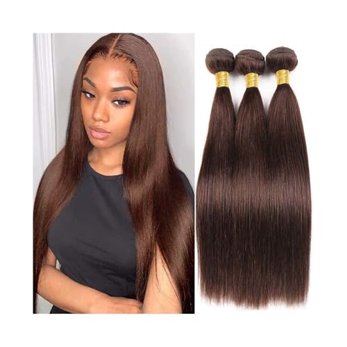 Human Hair Bundles Straight Human Hair Bundles 18-30 Inch #4 Chocolate Brown Color Weave 1/3 Bundles Brazilian Virgin Hair Extensions for Women Haarbündel(18 18 18) von YANG11FAN