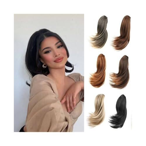 Kurze Haarspangen mit Pony 10 Zoll synthetischer Pferdeschwanz mit Clip für Frauen und Mädchen (27-613) von YANG11FAN