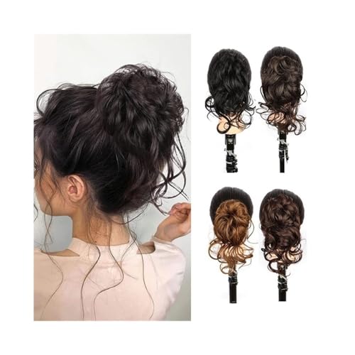 Messy Bun Haarteil for Frauen 10 Zoll kurze lockige Klaue Clip Chignon Pferdeschwanz Haarverlängerungen(2M33) von YANG11FAN