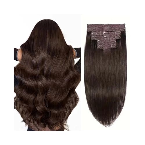Natürliche Clip-In-Haarverlängerungen, Echthaar, 40,6 cm, Nr. 2, Dunkelbraun, glatt, for Frauen, Clip-In-Haarverlängerungen, Echthaar Clip in Extensions(20inches) von YANG11FAN