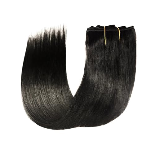Natürliche Clip-in-Haarverlängerungen, Remy-Echthaar, for Damen, seidig glatt, 120 g Clip in Extensions(#1B,16inches) von YANG11FAN