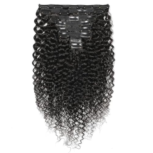 Natürliche Kinky Curly Clip-In-Haarverlängerungen, brasilianisches Remy-Haar, 100% Echthaar, natürliche schwarze Farbe for Frauen Clip in Extensions(14inches) von YANG11FAN