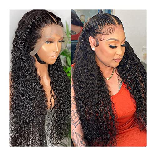 Perücke Damen HD Deep Wave 13x4 13x6 Lace Front Echthaarperücke Brasilianisches Remy-Haar Transparent Glueless 360 Lace Front Perücke mit Babyhaar Natürlich gewellte lockige Perücke Perrücke Frauen(3 von YANG11FAN