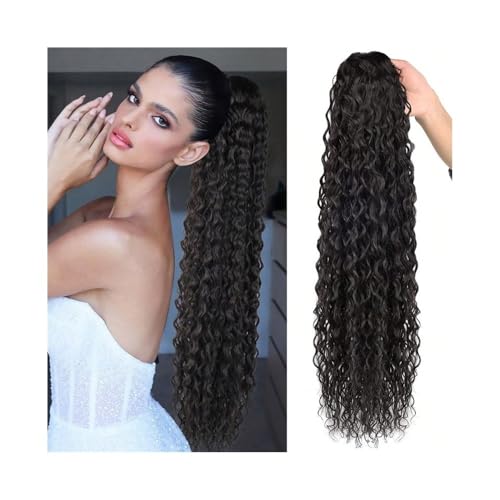 Tief gelockte Pferdeschwanz-Haarverlängerung mit Kordelzug for Frauen, 22 Zoll federnde, gelockte Kunstfaser-Pferdeschwanz-Haarteil for Anklipsen(2) von YANG11FAN