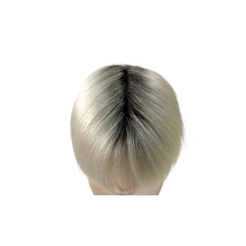 YANG11FAN Herren-Haarteil, 100 % Echthaar, Ombré-Mikrohaut, männliche Haarprothese, 0,08 mm, doppelt geknotet, Herren-Kapillarprothese, Toupet, Herrenperücken für Herren, Toupet für Männer (dunkles von YANG11FAN