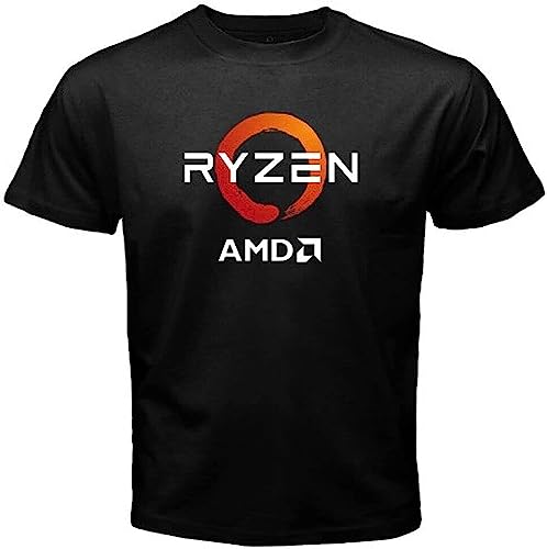 AMD Ryzen Logo Men's Black T-Shirt Size S T-Shirts & Hemden(Large) von YANGGUOC
