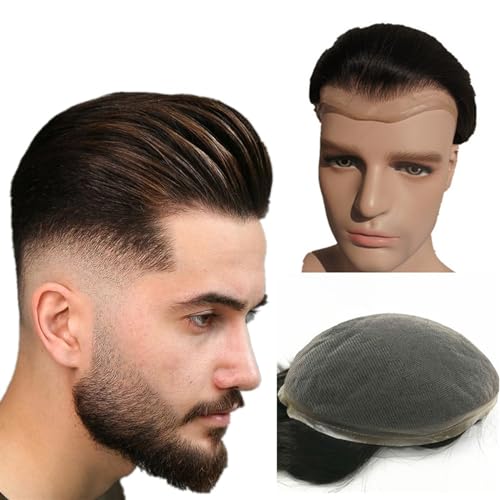 Männer Toupet 10 * 8 haar teile Toupet for Männer Echthaar Prothese Herren Schweizer Spitze Haar Ersatz System Haar einheiten basis Haarteil für Männer(Color:Dark brown) von YANGKUI518