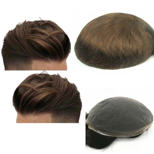 Männer Toupet 10 * 8 haar teile Toupet for Männer Echthaar Prothese Herren Schweizer Spitze Haar Ersatz System Haar einheiten basis Haarteil für Männer(Color:Light Brown) von YANGKUI518