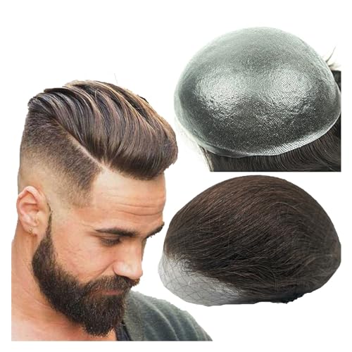 Männer Toupet 10 * 8 toupet for Männer 0,04mm Dünne Haut PU Echthaar Prothese und Haar Einheiten Haar Ersatz System Haarteil für Männer(Color:Dark brown) von YANGKUI518