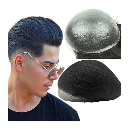 Männer Toupet 10 * 8 toupet for Männer 0,04mm Dünne Haut PU Echthaar Prothese und Haar Einheiten Haar Ersatz System Haarteil für Männer(Color:Jet black) von YANGKUI518