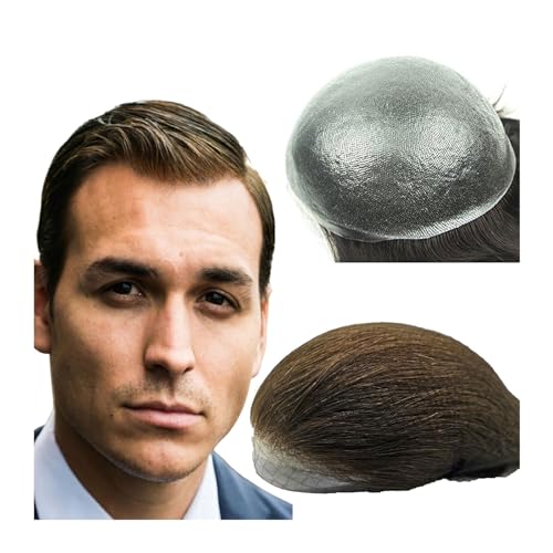 Männer Toupet 10 * 8 toupet for Männer 0,04mm Dünne Haut PU Echthaar Prothese und Haar Einheiten Haar Ersatz System Haarteil für Männer(Color:Light Brown) von YANGKUI518