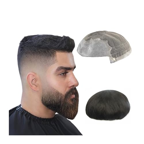 Männer Toupet Haarersatzsystem Toupet for Männer Echthaarprothese Haareinheiten Mono Kombinieren mit Hinter PU Haarteilen Haarteil für Männer(Size:6x8) von YANGKUI518