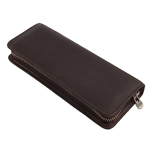 YANGLY Exquisiter Lederstift für Etui, tragbare Bleistifttasche, mehrere elastische Stiftschlitze, Stifttasche mit Reißverschluss, für Damen und Herren, zum Geburtstag von YANGLY