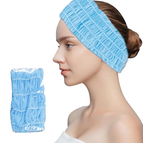 YANGSHINE Einweg-Stirnbänder für Gesichtsbehandlungen, weich und leicht, Einweg-Hautpflege-Stirnband, elastische Haarwickel, atmungsaktives Gesichts-Stirnband für Damen und Mädchen, Blau, 100 Stück YANGSHINE Einweg-Stirnbänder für Gesichtsbehandlungen, weich und leicht, Einweg-Hautpflege-Stirnband, elastische Haarwickel, atmungsaktives Gesichts-Stirnband für Damen und Mädchen, Blau, 100 Stück von YANGSHINE